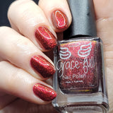 Love is All Around - a deep maroon red Aurora shimmer with gold flakes