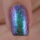 Christmas at Hogwarts Ultra Chrome Chameleon Flakes in green, purple, blue and gold and holo flakes