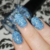 Ice Cave - a steel blue packed with reflective glitter and sapphire holo glitter