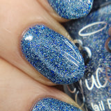 Ice Cave - a steel blue packed with reflective glitter and sapphire holo glitter