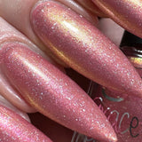 Hop To It - Pink, coral, gold and red Aurora shimmer with holographic flakes