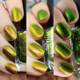 Turning Leaves - super shifter that transforms from yellow-gold, chartreuse, bright light green, and kelly green