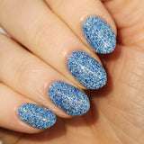 Ice Cave - a steel blue packed with reflective glitter and sapphire holo glitter