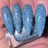 Ice Cave - a steel blue packed with reflective glitter and sapphire holo glitter