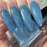 Ice Cave - a steel blue packed with reflective glitter and sapphire holo glitter