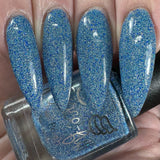 Ice Cave - a steel blue packed with reflective glitter and sapphire holo glitter