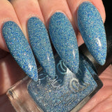 Ice Cave - a steel blue packed with reflective glitter and sapphire holo glitter