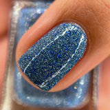 Ice Cave - a steel blue packed with reflective glitter and sapphire holo glitter