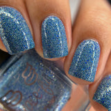 Ice Cave - a steel blue packed with reflective glitter and sapphire holo glitter