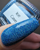 Ice Cave - a steel blue packed with reflective glitter and sapphire holo glitter