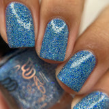 Ice Cave - a steel blue packed with reflective glitter and sapphire holo glitter