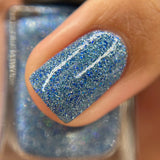 Ice Cave - a steel blue packed with reflective glitter and sapphire holo glitter