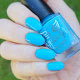 Capri Blue Crème - between cyan and azure on the colour wheel.