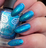 Summer Poolside a pretty turquoise with shimmer and chrome chameleon flakes