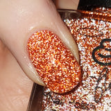 Glittering Lantern -  pumpkin holo reflective glitter