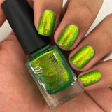 Under the Christmas Tree - a bright green Aurora shimmer