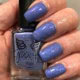 Prancer - a periwinkle base with a purple flash, and a sprinkling of gold metallic and chrome chameleon flakes