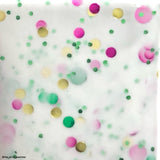 Tis the season - white crelly with fuchsia, green and gold dot glitters in different sizes