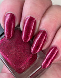 Gorgeous Garnet- a deep red base with red micro flakes and silver and red metallic flakes