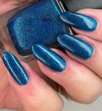 Simply Sapphire A scattered holo Sapphire blue with blue and silver metallic flakes.