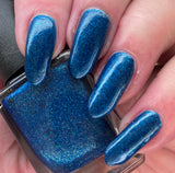 Simply Sapphire A scattered holo Sapphire blue with blue and silver metallic flakes.