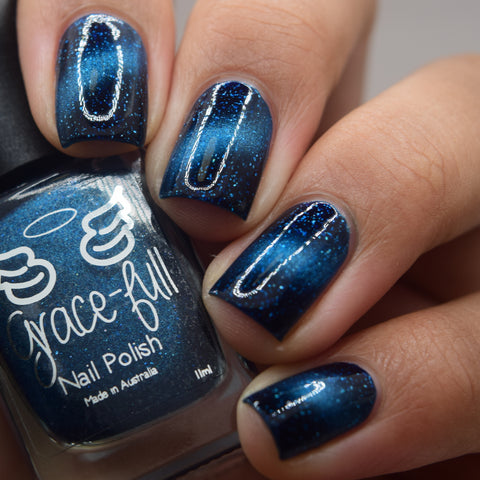 And to all a Good Night - deep blue base with holo flakes and silver magnetic effect