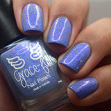 Prancer - a periwinkle base with a purple flash, and a sprinkling of gold metallic and chrome chameleon flakes