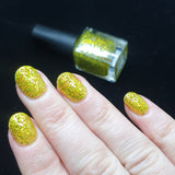Psyche a beautiful yellow based jelly with 3 sizes of  yellow holo glitter.