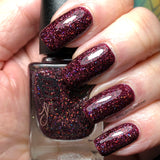 And My Axe 2.0 - inspired by Gimli. This polish has a deep brown jelly base full of super holo copper microglitter