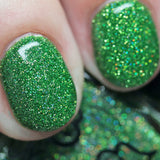 You Have My Bow 2.0 - inspired by Legolas - a lime green base with reflective and super holo microglitter