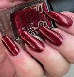 SALE - Love is All Around - a deep maroon red Aurora shimmer with gold flakes