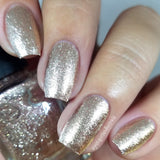 Moonface – a champagne coloured metallic flakie polish