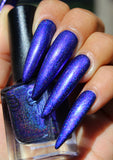Spinster No More - Blurple with red shimmer linear holo.