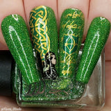 You Have My Bow 2.0 - inspired by Legolas - a lime green base with reflective and super holo microglitter