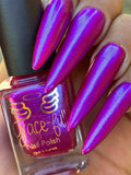 Infinite force is a stunning Aurora shimmer in a vibrant pink/purple