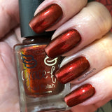 Contingent - a gorgeous dark red with fine aurora shimmer that shifts between red, and a bronze brown