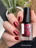 Love is All Around - a deep maroon red Aurora shimmer with gold flakes