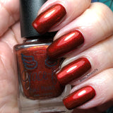 Contingent - a gorgeous dark red with fine aurora shimmer that shifts between red, and a bronze brown