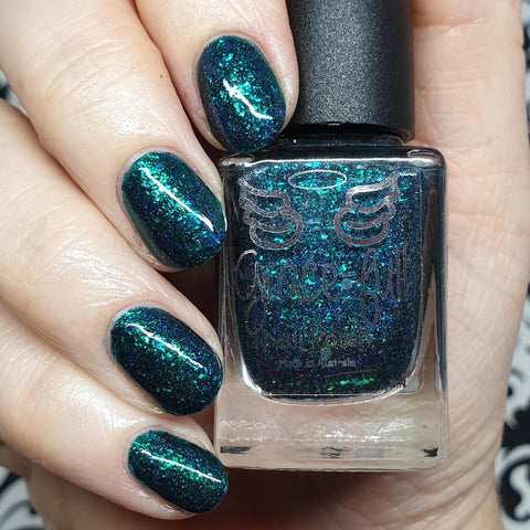 Leftovers- teal jelly with scattered holo and purple green chameleon flakes