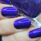 Spinster No More - Blurple with red shimmer linear holo.