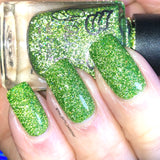 You Have My Bow 2.0 - inspired by Legolas - a lime green base with reflective and super holo microglitter