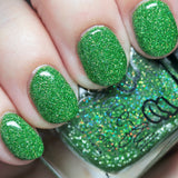 You Have My Bow 2.0 - inspired by Legolas - a lime green base with reflective and super holo microglitter