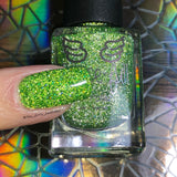 You Have My Bow 2.0 - inspired by Legolas - a lime green base with reflective and super holo microglitter