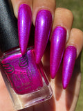 Infinite force is a stunning Aurora shimmer in a vibrant pink/purple