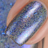 Helms Deep Fortress – a black based linear holo packed with blue-purple aurora shimmer and teal/navy/violet ultra chrome chameleon flakes