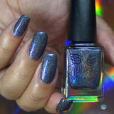 Helms Deep Fortress – a black based linear holo packed with blue-purple aurora shimmer and teal/navy/violet ultra chrome chameleon flakes