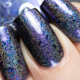 Helms Deep Fortress – a black based linear holo packed with blue-purple aurora shimmer and teal/navy/violet ultra chrome chameleon flakes