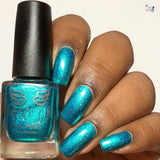Sirens’ Tale – a turquoise metallic flake with sparks of blue metallic flakes.