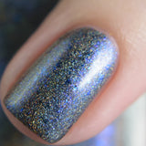 Helms Deep Fortress – a black based linear holo packed with blue-purple aurora shimmer and teal/navy/violet ultra chrome chameleon flakes