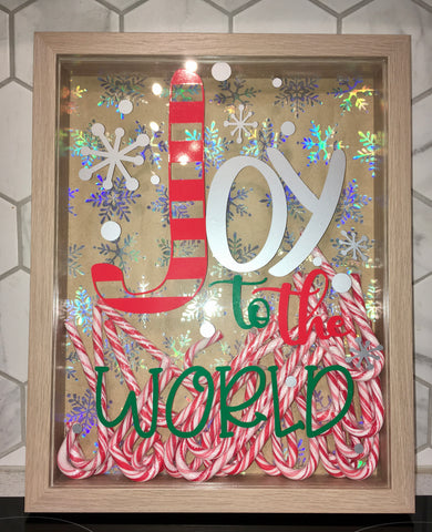 Joy to the world- wood look shadow boxes 30x38cm